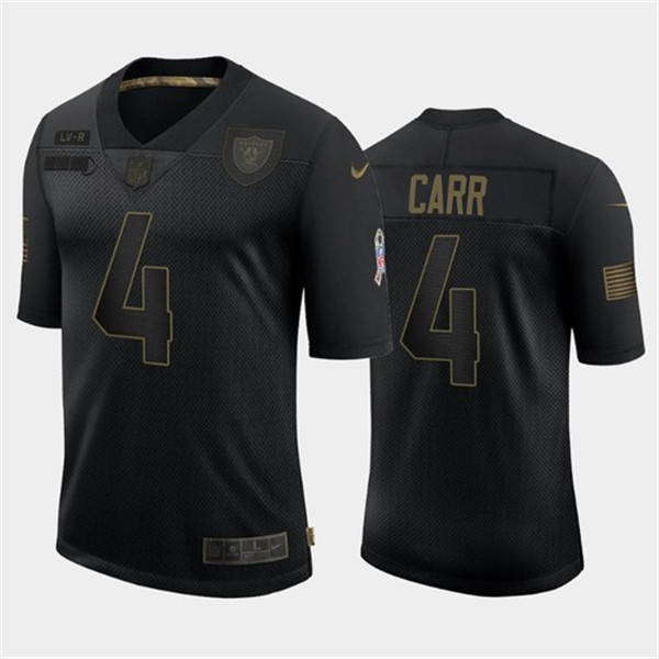 Men's Las Vegas Raiders #4 Derek Carr Black 2020 Salute To Service Limited Stitched NFL Jersey
